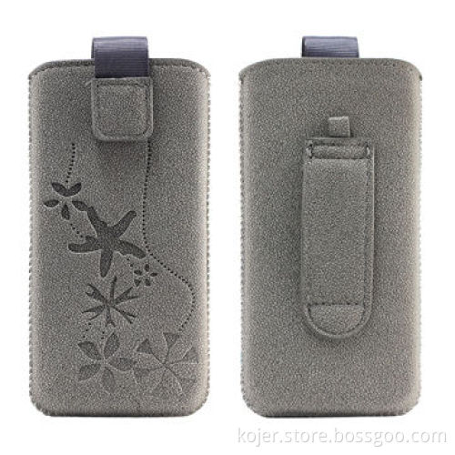 Leather Phone Pouch, Suitable for iPhone 5C, Made of PU Leather and Retractable Pull-tab